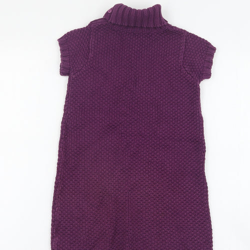 Julians Dress Girls Purple  Cotton Jumper Dress  Size 5 Years  High Neck Button