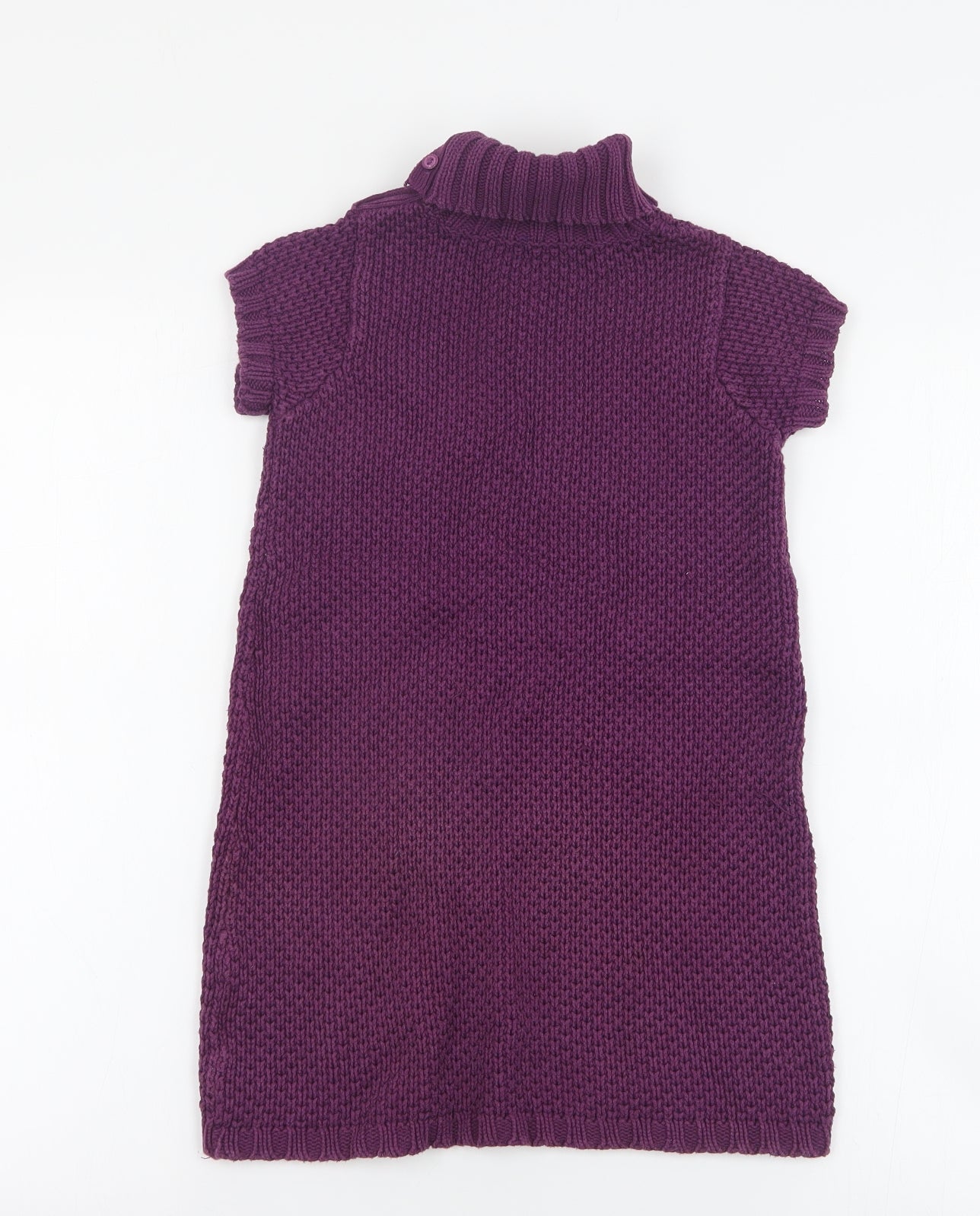 Julians Dress Girls Purple  Cotton Jumper Dress  Size 5 Years  High Neck Button