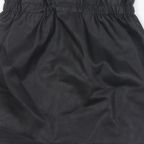 Primark Girls Black  Polyurethane Mini Skirt Size 12-13 Years  Regular Pull On - Faux Leather