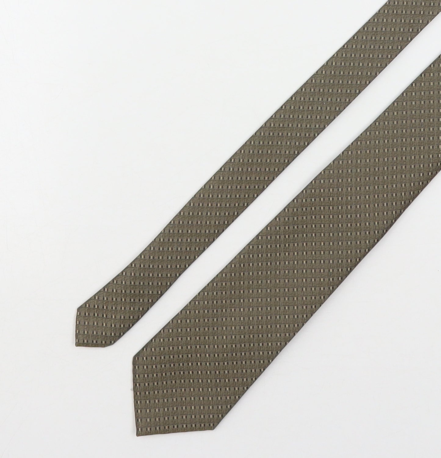 Marks and Spencer Mens Brown Geometric Polyester Pointed Tie One Size
