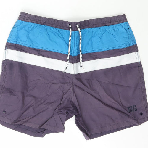 West-Pier Mens Multicoloured Striped Cotton Bermuda Shorts Size M L6 in Regular Drawstring