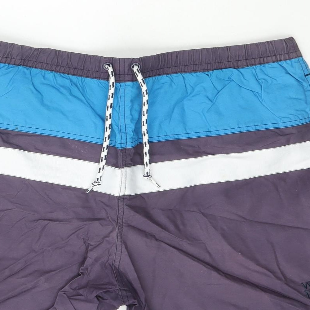West-Pier Mens Multicoloured Striped Cotton Bermuda Shorts Size M L6 in Regular Drawstring