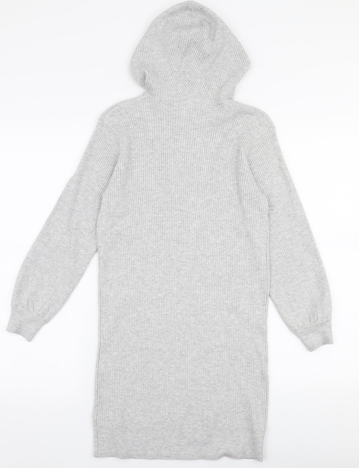 NEXT Girls Grey  Polyester Jumper Dress  Size 9 Years  V-Neck Pullover