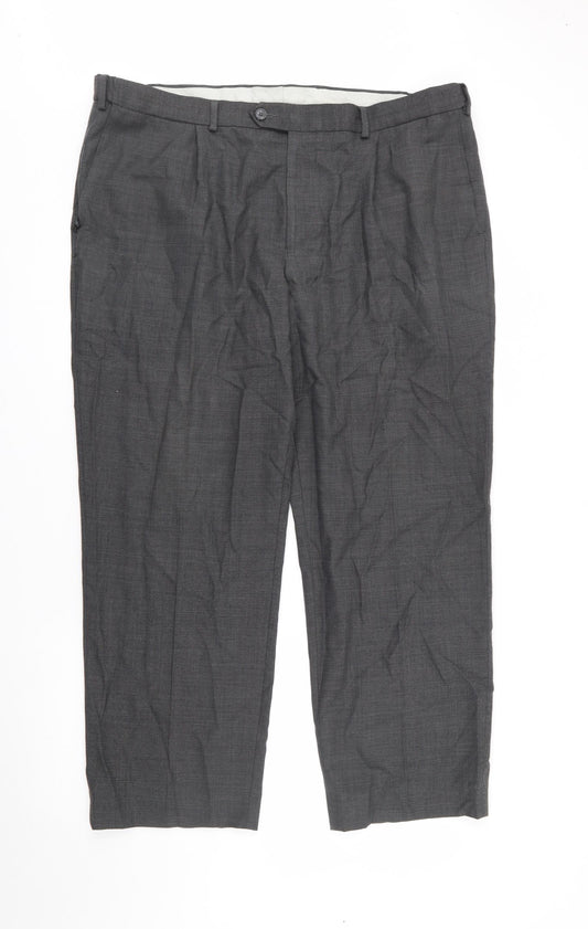 Marks and Spencer Mens Grey  Wool Trousers  Size 42 in L27 in Regular