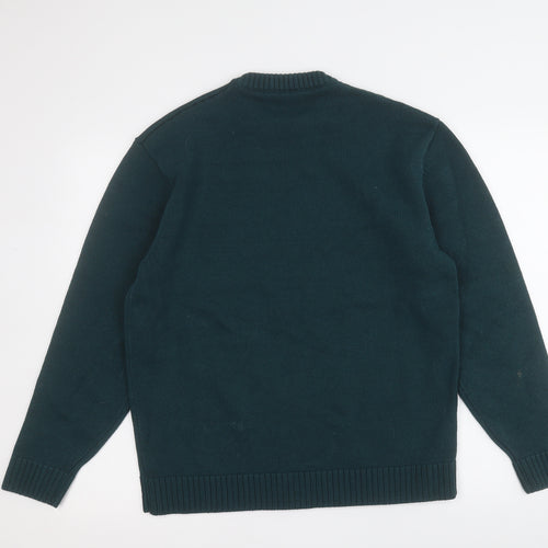 Terranova Mens Green Round Neck  Cotton Pullover Jumper Size M