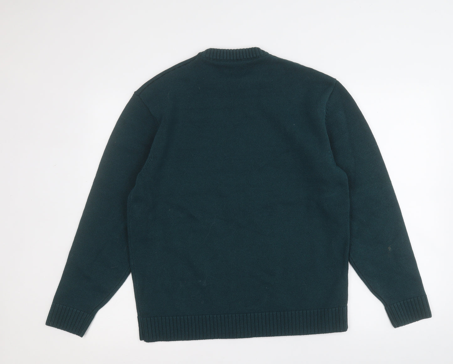 Terranova Mens Green Round Neck  Cotton Pullover Jumper Size M