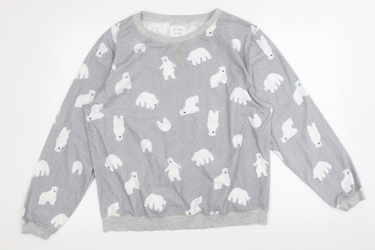 Avenue Womens Grey Geometric Polyester Top Pyjama Top Size 16   - Polar Bear