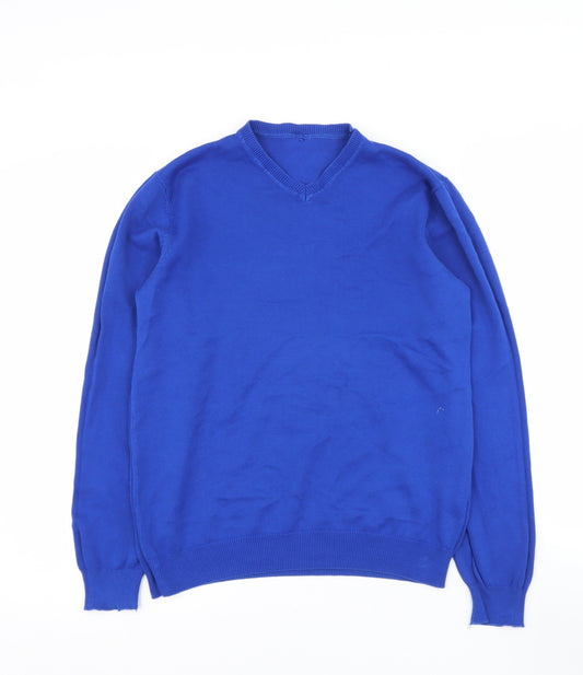 George Boys Blue V-Neck  Cotton Pullover Jumper Size 13-14 Years