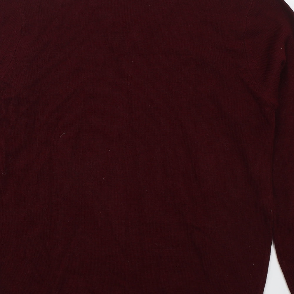 Chums Mens Red V-Neck  Acrylic Pullover Jumper Size S   - Burgundy