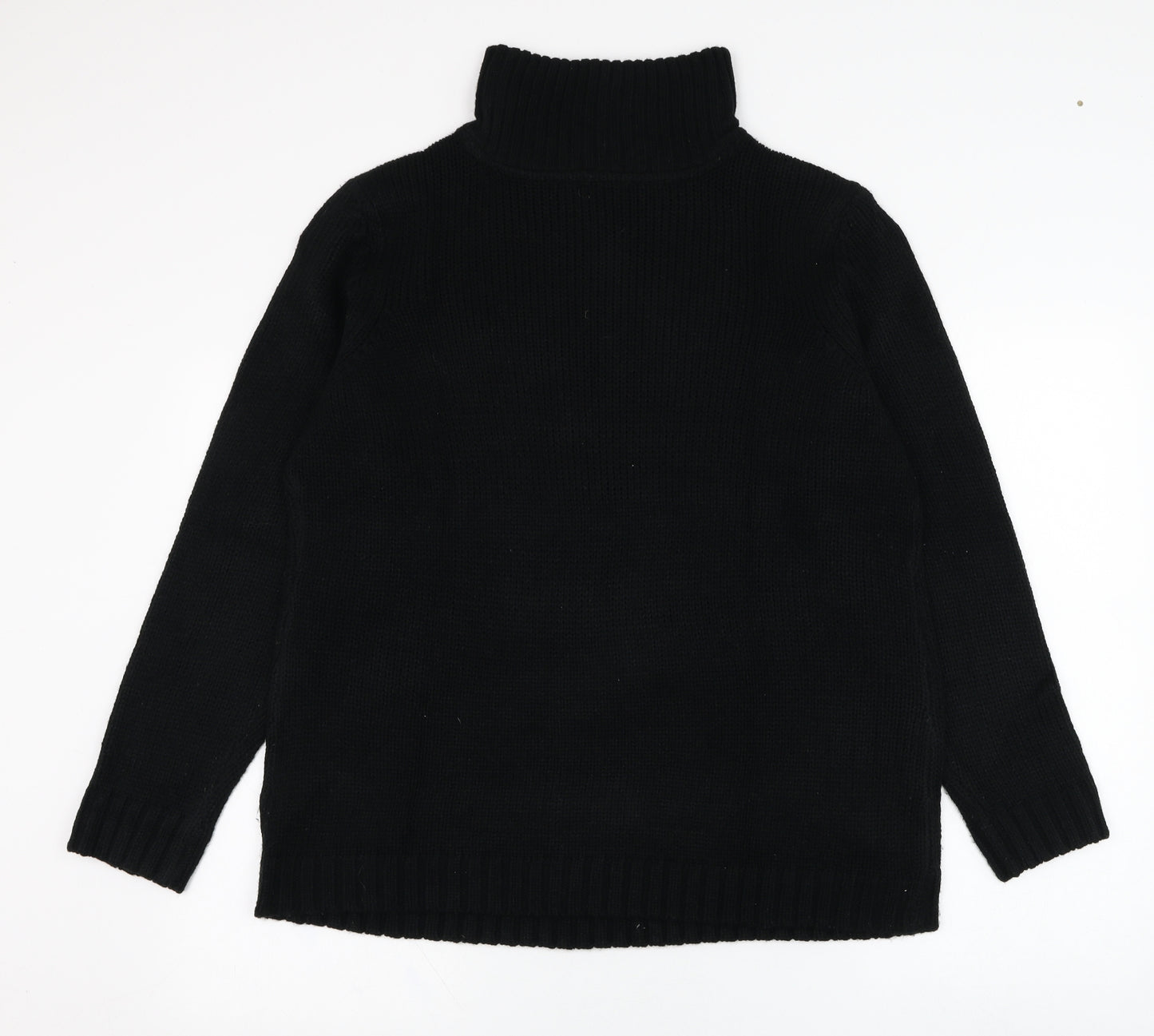 bonprix Womens Black Mock Neck  Acrylic Pullover Jumper Size L