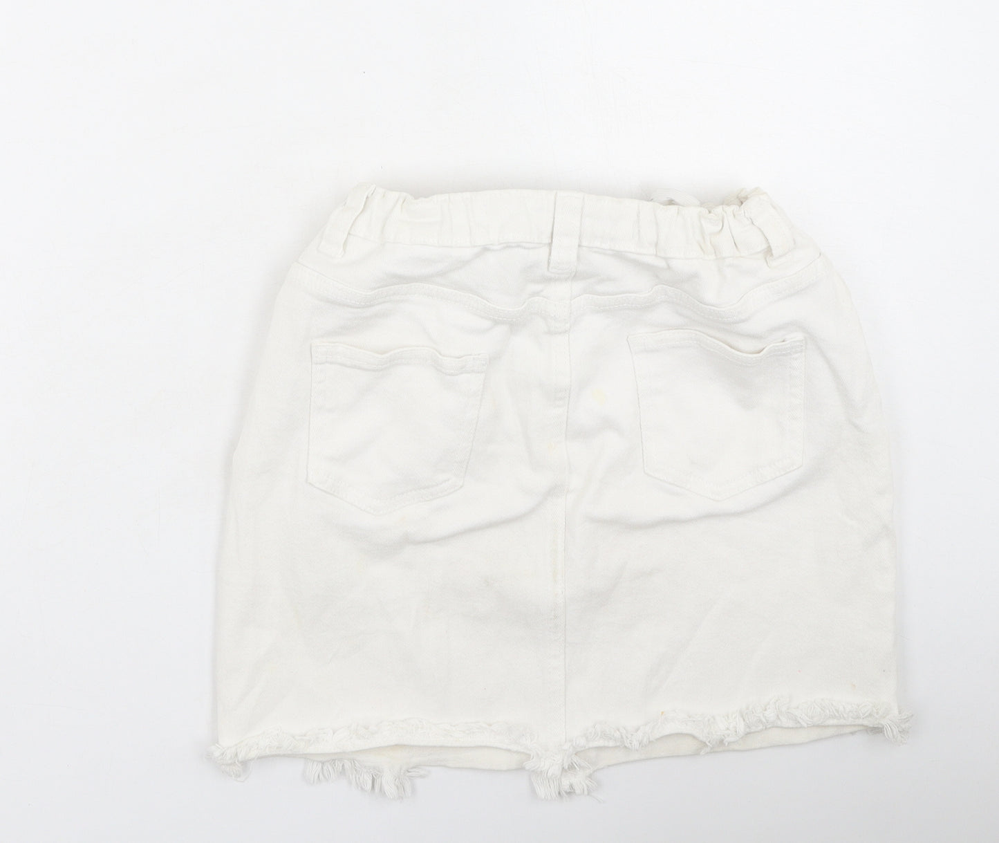 Denim & Co. Girls Ivory  Cotton Mini Skirt Size 11-12 Years  Regular