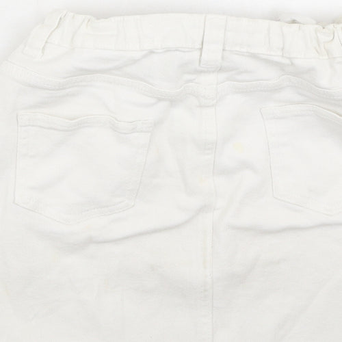 Denim & Co. Girls Ivory  Cotton Mini Skirt Size 11-12 Years  Regular