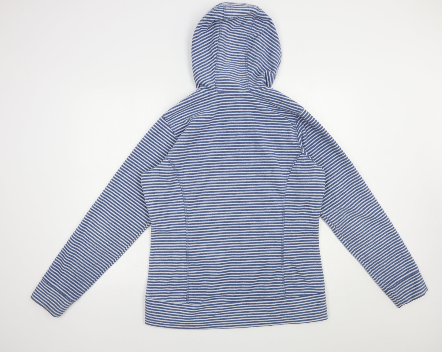 brasher Womens Blue Striped Polyester Pullover Hoodie Size 16  Button