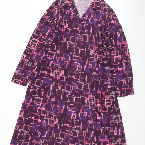 Patra Womens Purple Geometric Cotton Shirt Dress  Size M  Collared Button