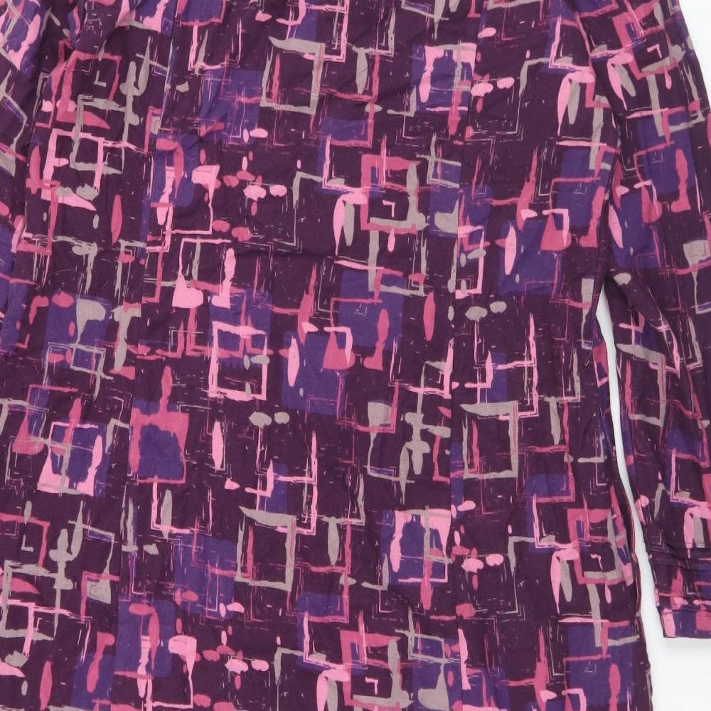 Patra Womens Purple Geometric Cotton Shirt Dress  Size M  Collared Button