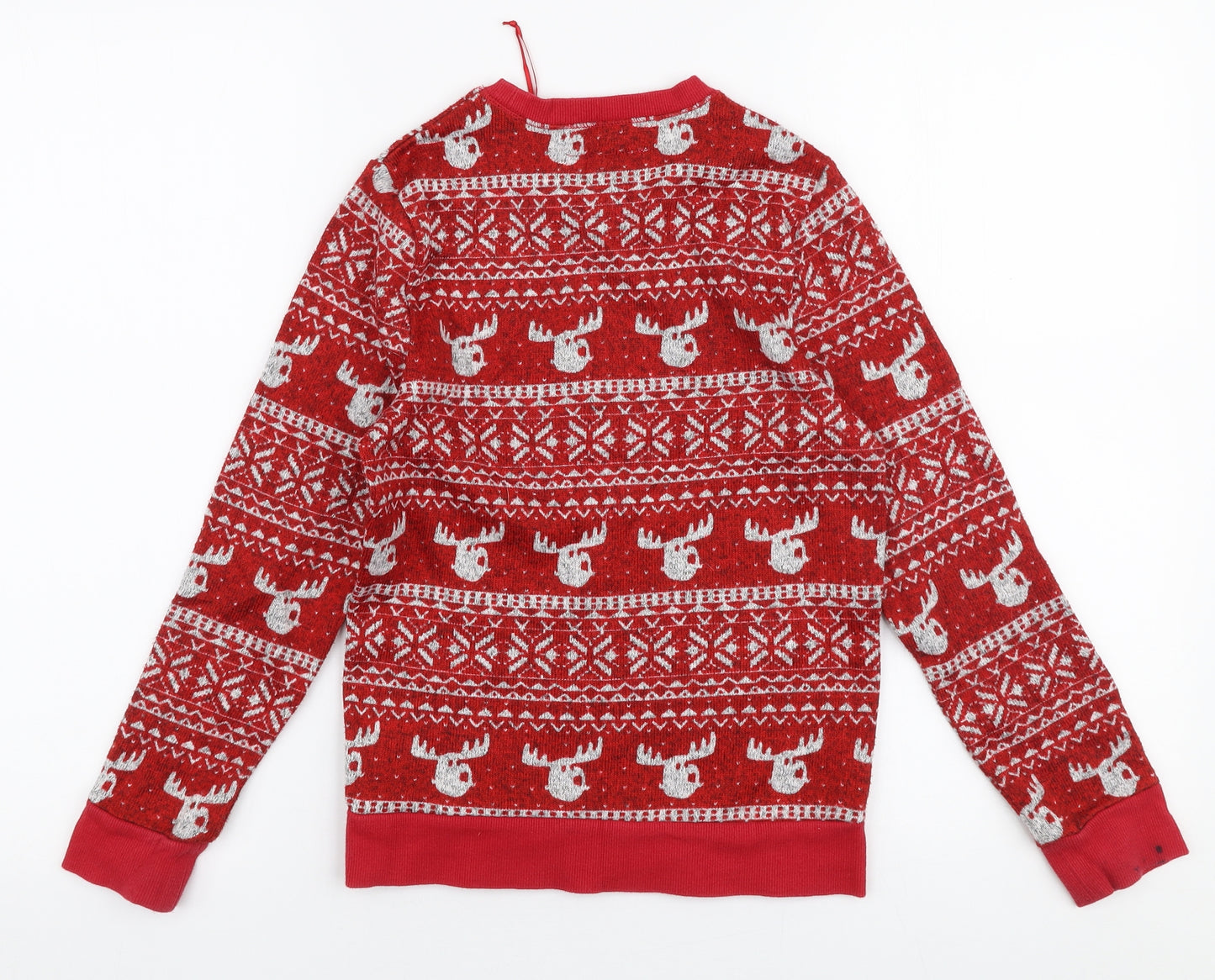 NEXT Boys Red Round Neck Fair Isle Polyester Pullover Jumper Size 9 Years  Pullover - Christmas