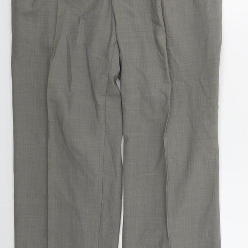Ela Flex Mens Grey  Polyester Trousers  Size 32 L31 in Regular Button