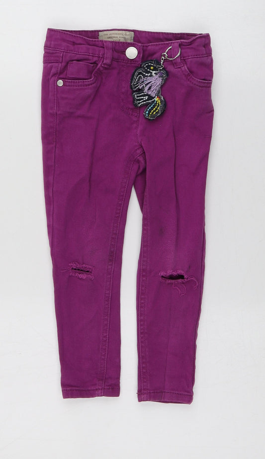 NEXT Girls Purple  Cotton Skinny Jeans Size 4 Years  Regular