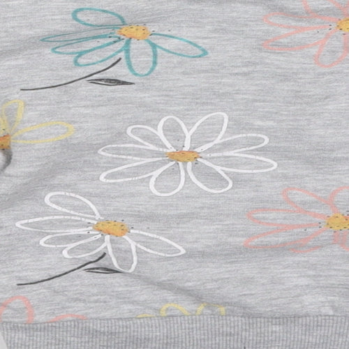 Primark Girls Grey Floral Cotton Pullover Sweatshirt Size 2-3 Years