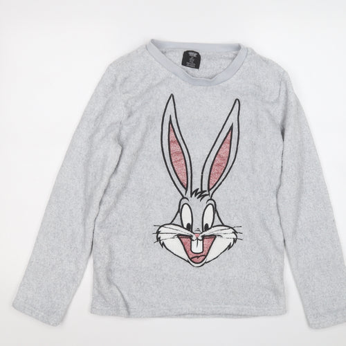 love to lounge  Womens Grey  Polyester Pullover Sweatshirt Size XS   - Bugs Bunny Looney Tunes