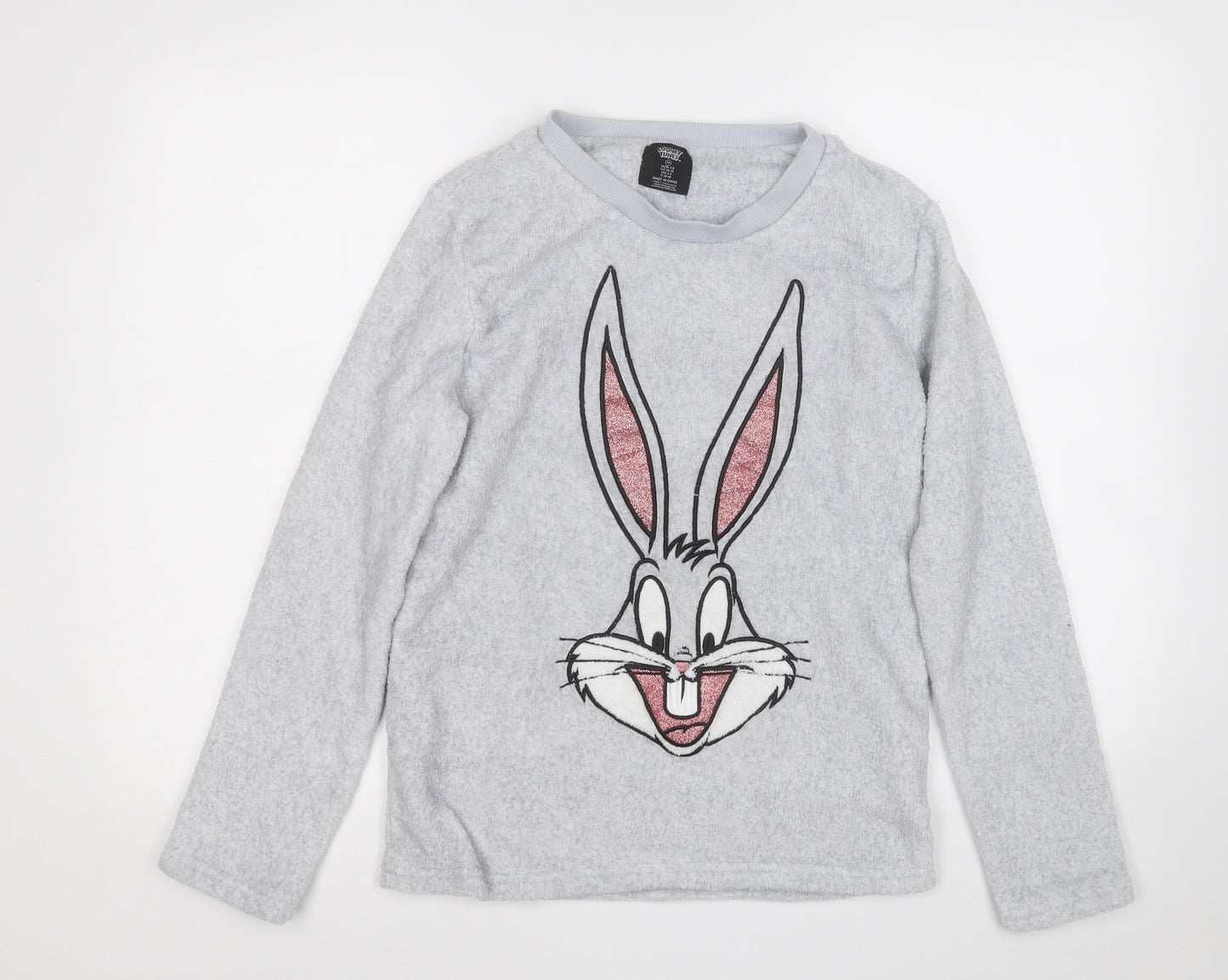 love to lounge  Womens Grey  Polyester Pullover Sweatshirt Size XS   - Bugs Bunny Looney Tunes