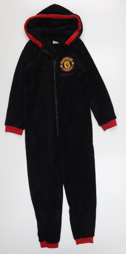 Manchester United Boys Black Solid Polyester  One Piece Size 10-11 Years  Zip