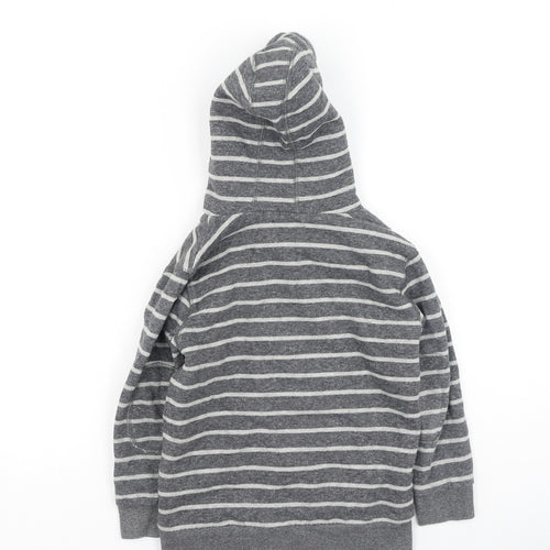 TU Boys Grey Round Neck Striped Cotton Full Zip Jumper Size 6 Years