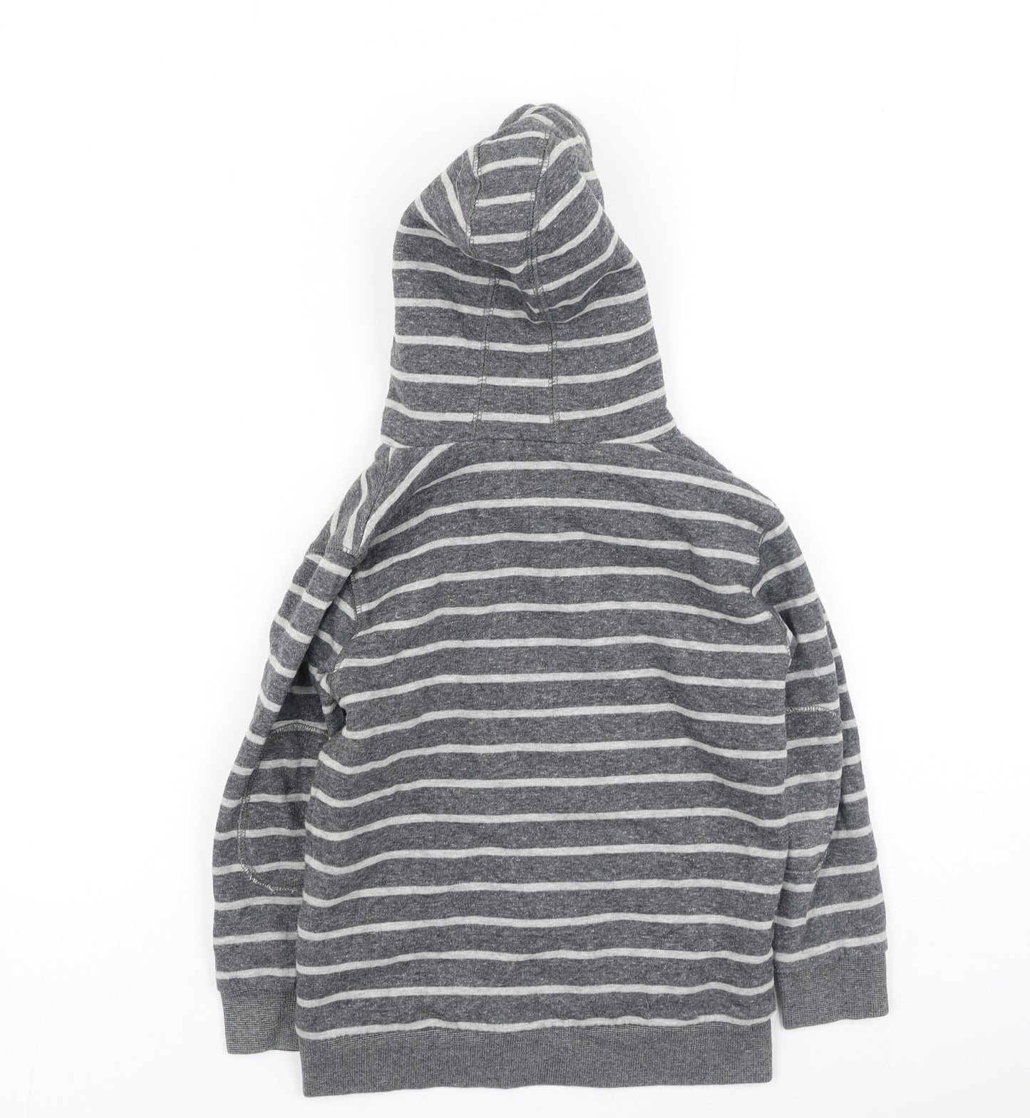 TU Boys Grey Round Neck Striped Cotton Full Zip Jumper Size 6 Years
