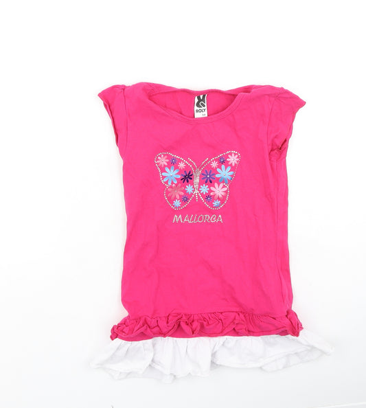 Roly Girls Pink  Cotton T-Shirt Dress  Size 5-6 Years  Round Neck