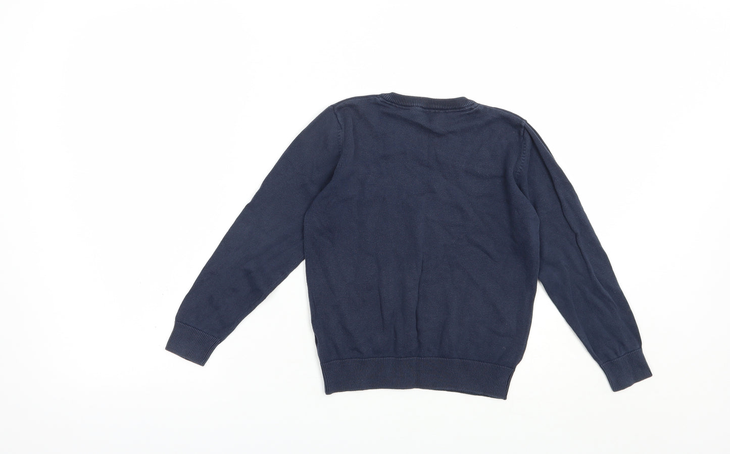 Marks and Spencer Boys Blue V-Neck  Cotton Pullover Jumper Size 6-7 Years  Pullover - Schoolwear