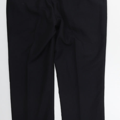 Taylor & Wright Mens Black Striped Polyester Trousers  Size 32 L28 in Regular Hook & Eye