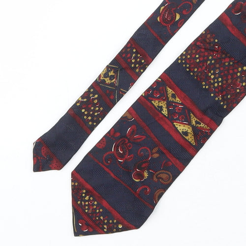 David Moss Mens Blue Geometric Silk Pointed Tie One Size