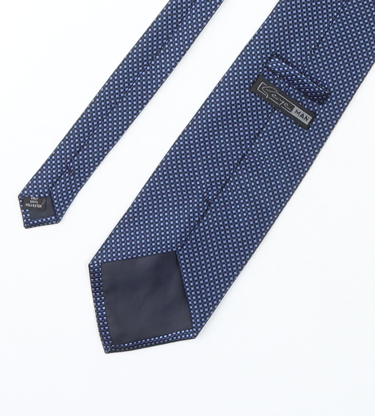 Geoye Man Mens Blue Plaids & Checks Polyester Pointed Tie One Size