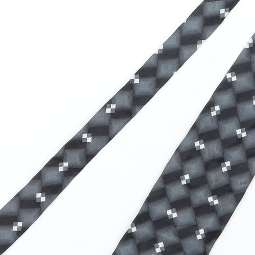 Burton Mens Grey Plaids & Checks Silk Pointed Tie One Size