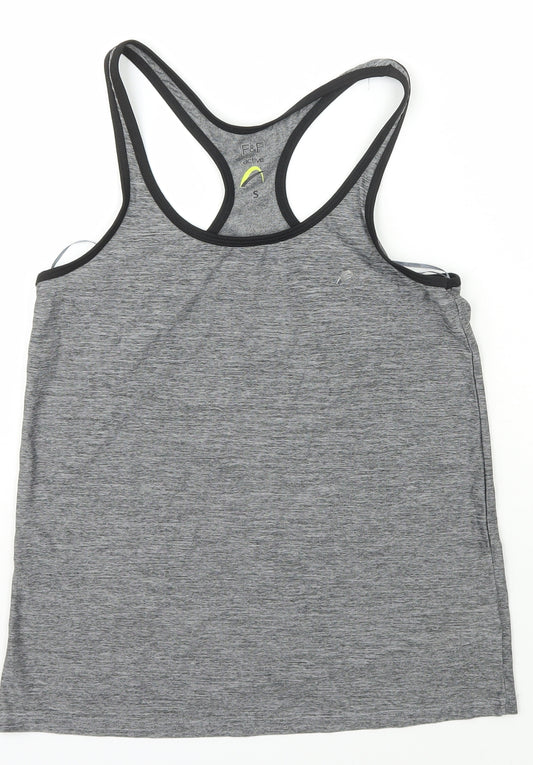 F&F Womens Grey  Polyester Basic Tank Size S Scoop Neck Pullover
