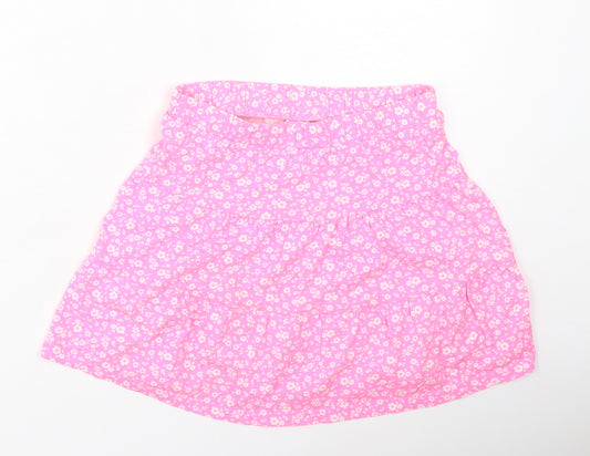 Dunnes Stores Girls Pink Floral Cotton Skater Skirt Size 9-10 Years  Regular