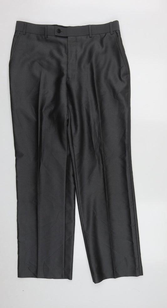 Daniel Grahame Mens Grey  Polyester Trousers  Size 34 in L31 in Regular Zip