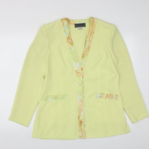 Gina Womens Yellow Geometric  Jacket  Size 12  Button