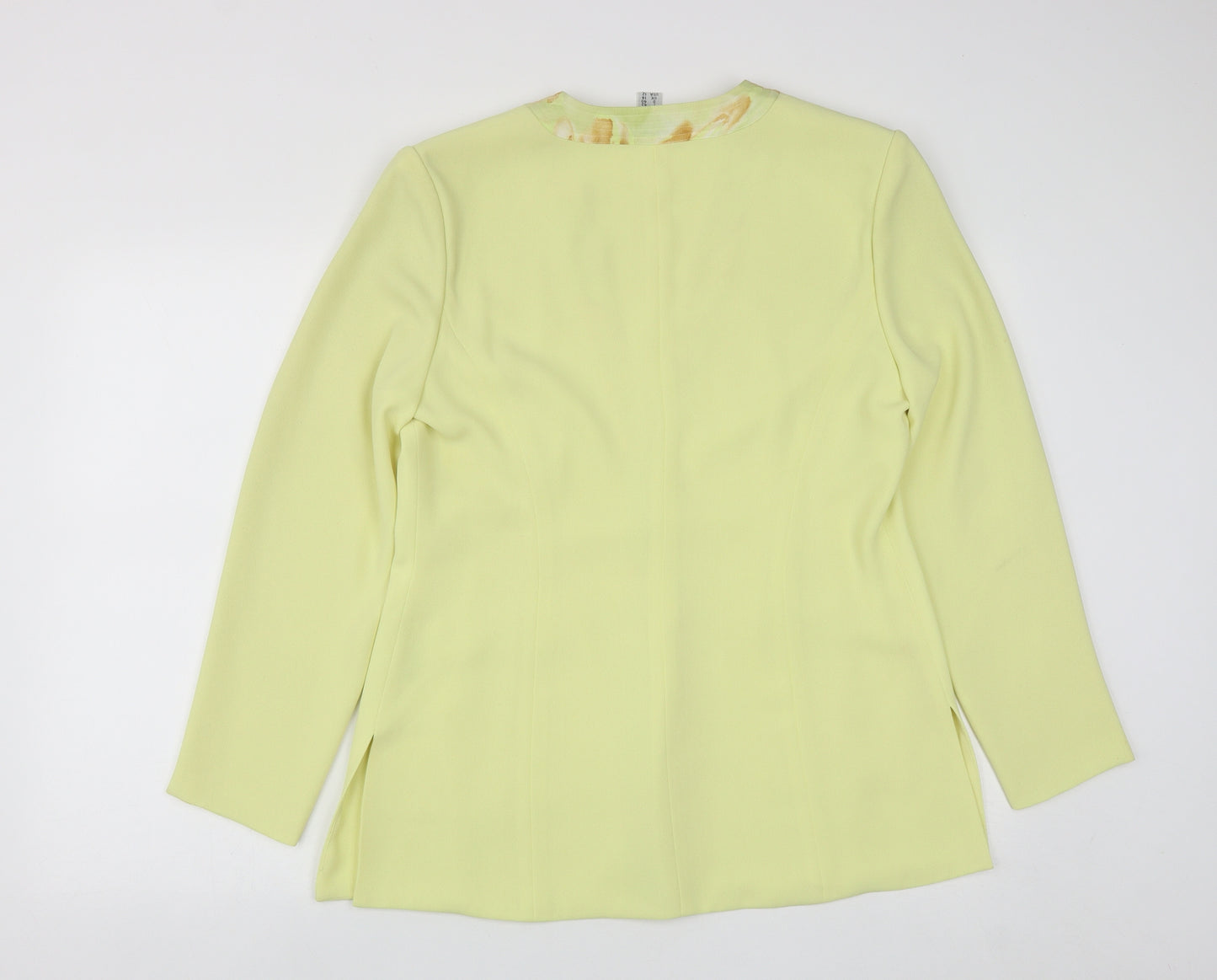 Gina Womens Yellow Geometric  Jacket  Size 12  Button
