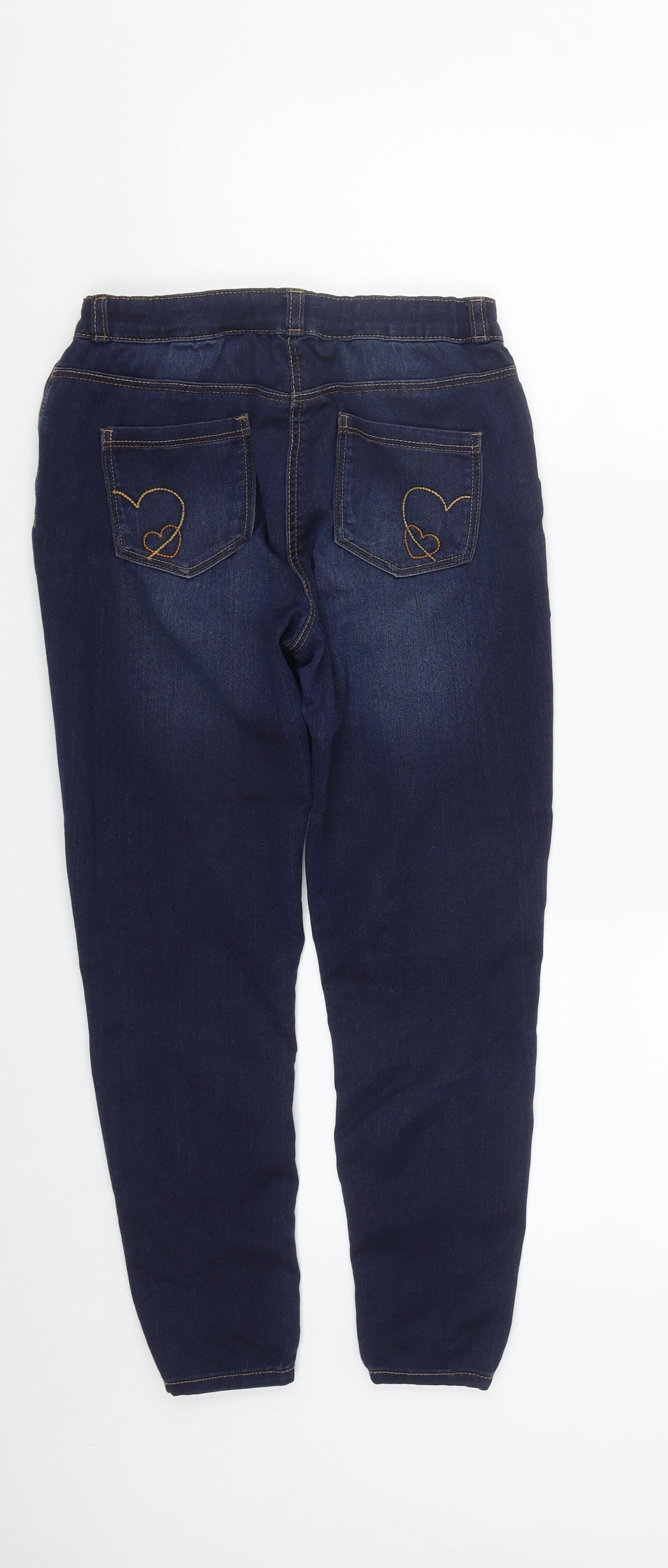 George Girls Blue  Cotton Straight Jeans Size 10-11 Years L25 in Regular Zip