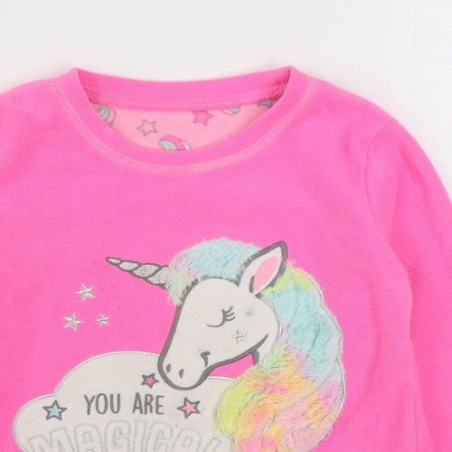 Dunnes Stores Girls Pink Solid Polyester Top Pyjama Top Size 7-8 Years  Pullover - Unicorn