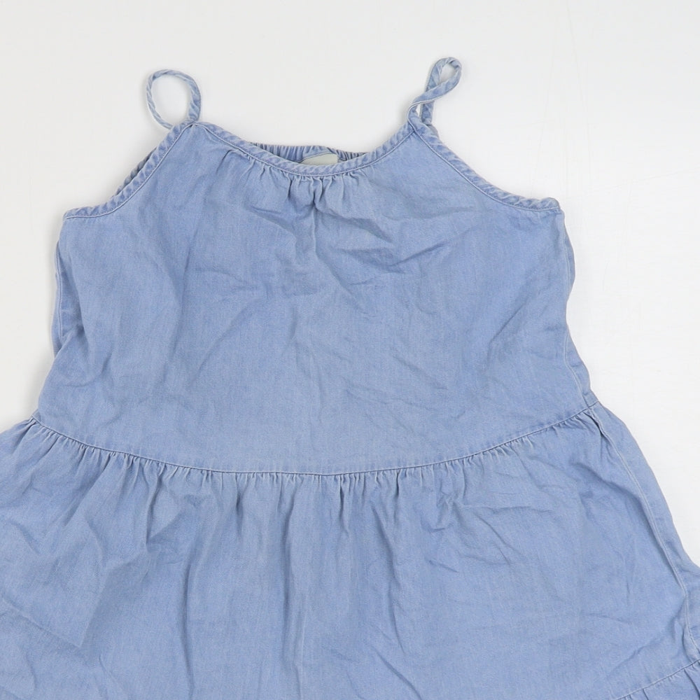 Matalan Girls Blue  100% Cotton Trapeze & Swing  Size 8 Years  Square Neck Pullover