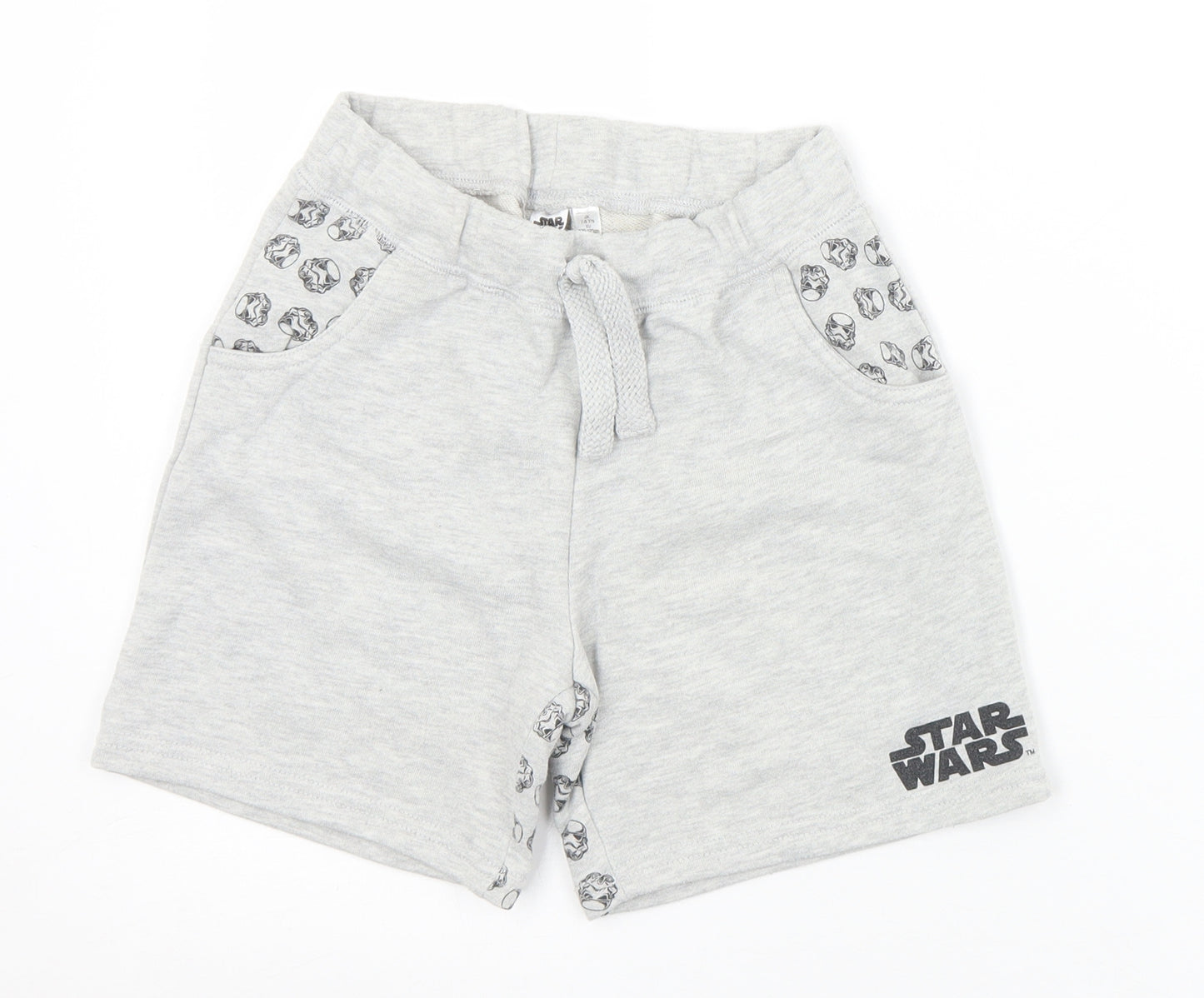 Star Wars Boys Grey Geometric Polyester Sweat Shorts Size 7-8 Years  Regular Drawstring - Star Wars