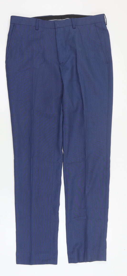 Burton Mens Blue  Polyester Dress Pants Trousers Size 30 in L30 in Regular Zip