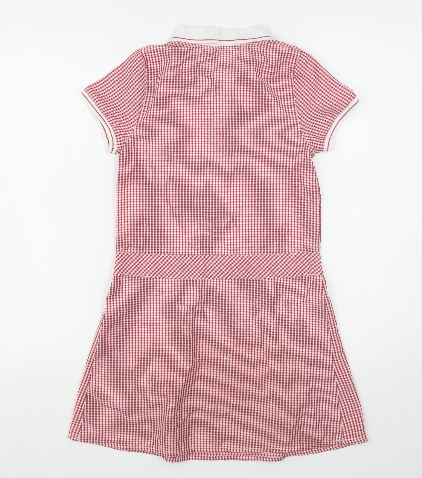 Pep&Co Girls Red Check Polyester Shirt Dress  Size 8-9 Years  Collared