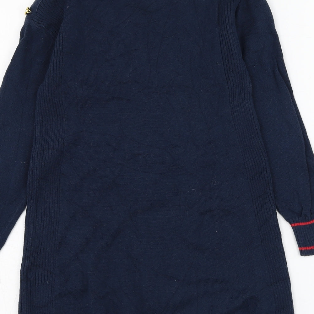 NEXT Girls Blue Round Neck  Cotton Pullover Jumper Size 7 Years  Pullover