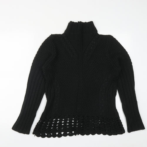 Betty Jackson Womens Black High Neck  Acrylic Pullover Jumper Size L