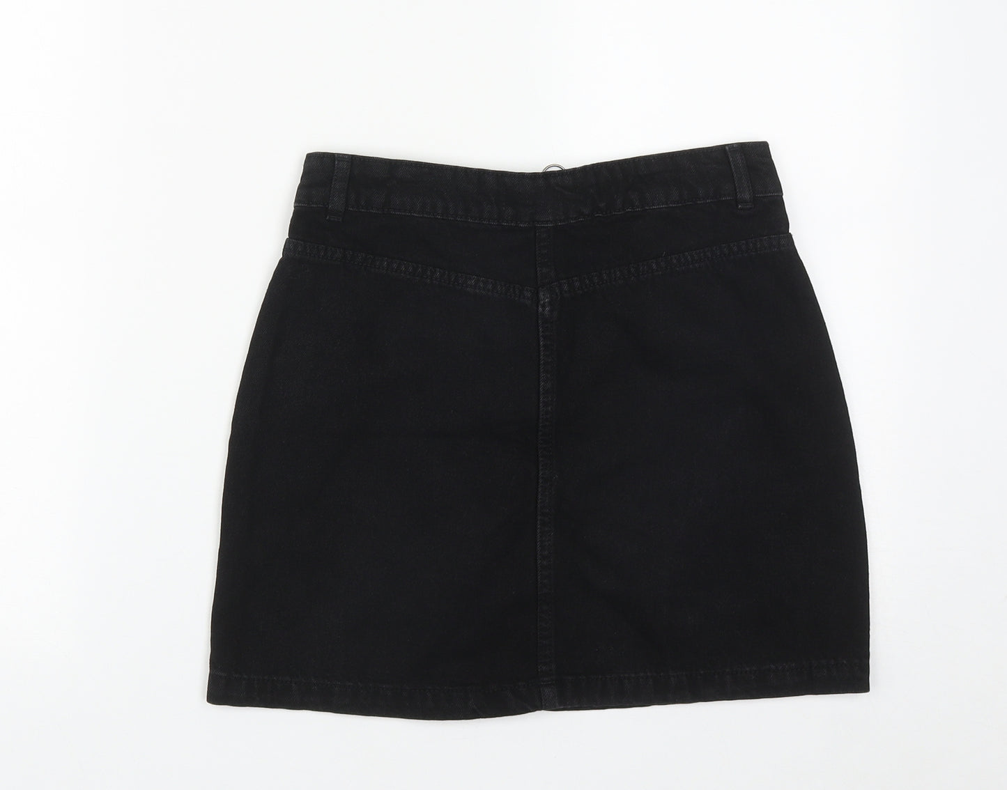 Marks and Spencer Girls Black  Cotton A-Line Skirt Size 12-13 Years  Regular Zip