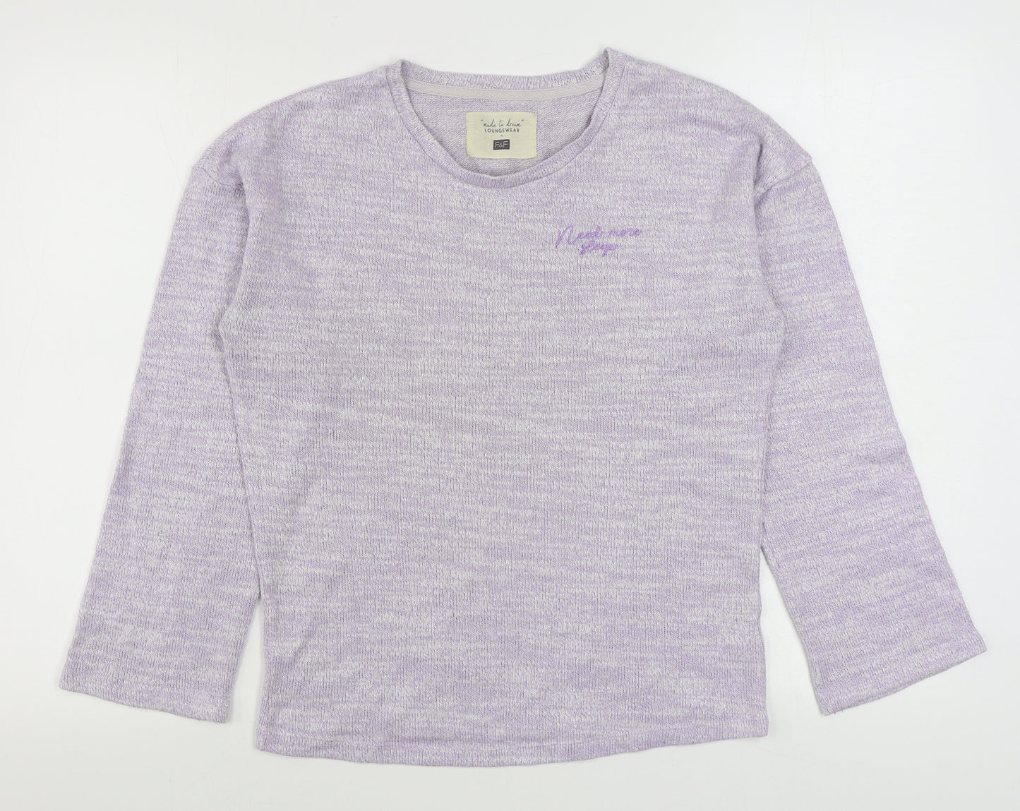 F&F Womens Purple Solid Polyester Top Pyjama Top Size 6