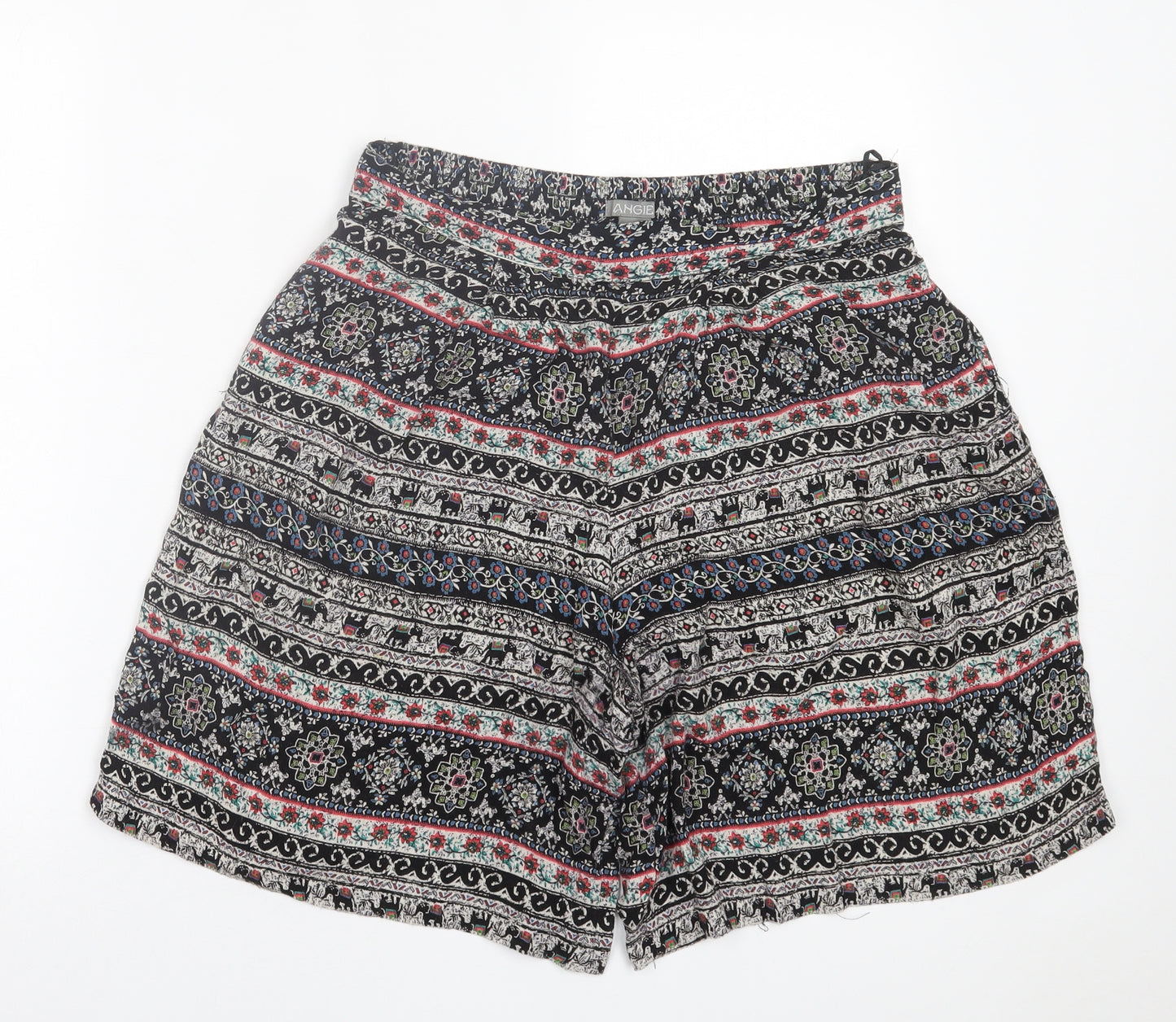 Angie Womens Multicoloured Geometric Viscose Bermuda Shorts Size M L9 in Regular